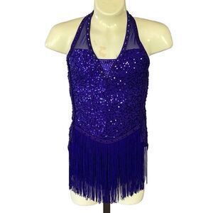 Weissman Dance Ice Skating Flapper Costume Dress Child’s Medium CM Rhinestoned S